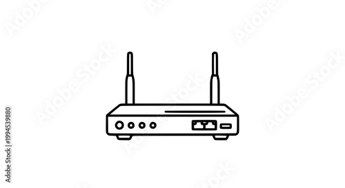WiFi router vector illustration isolated on white background with network device outline design
