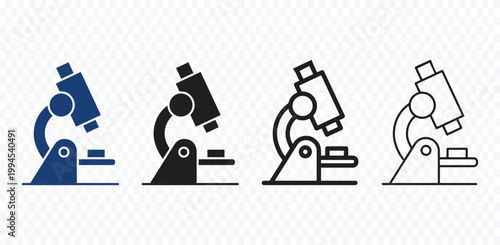 Medical Laboratory Microscope Research Icon Set Healthcare Technology Vector Illustration