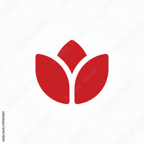 Flower logo with red petals and white negative space for handmade craft branding and eco friendly design