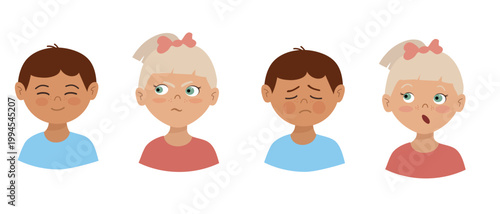 Cartoon Kids With Different Emotions