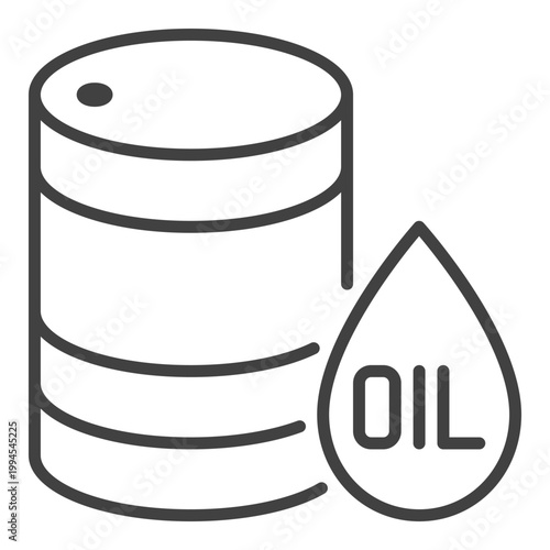 Oil barrel vector icon or symbol in thin line style