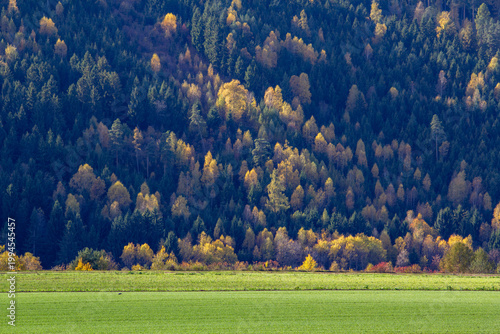 Mountain landscape in the autumn season. View from Hirt, in the Gurktal Valley, Carinthia, Austria