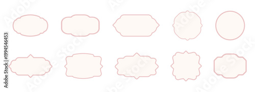 Vintage label set, elegant art deco frame, banner. Classic tags for handmade branding and rustic packaging. Sale sticker, certificate retro emblem 