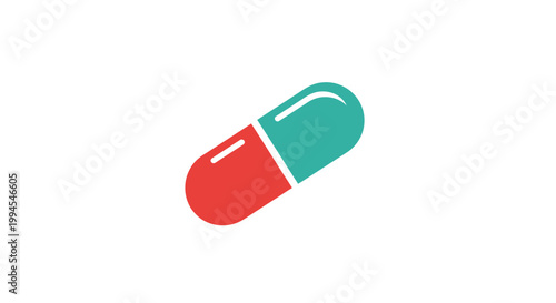 A vibrant illustration of a capsule, symbolizing medicine and health in a minimalist style