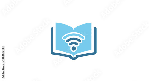 Conceptual illustration depicting online learning, digital information, and knowledge access