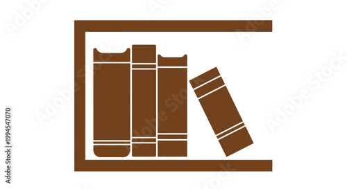 Minimalist representation of books on a shelf, symbolizing knowledge and education