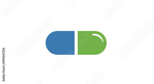 A vibrant illustration of a two-toned capsule, perfectly balanced on a blank canvas