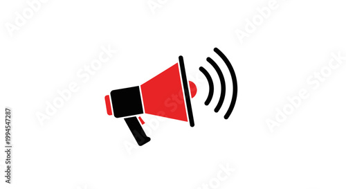 Graphic illustration of a megaphone broadcasting sound waves on a white background
