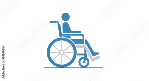 Iconic representation of a person using a wheelchair, designed for accessibility symbols