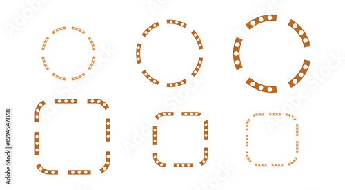 Mega set of minimalist decorative frames: dashed lines, geometric dots, and elegant bead border vector elements