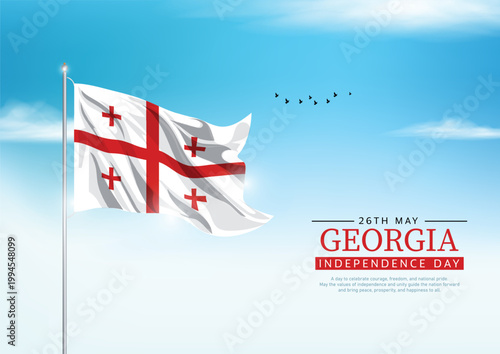 Georgia Independence Day 26 May waving flag vector illustration design.