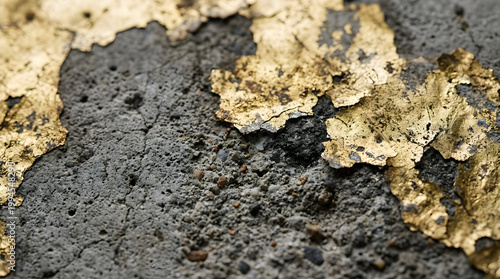 Distressed Vintage Gold Foil on Concrete Texture – Aged Material Overlay