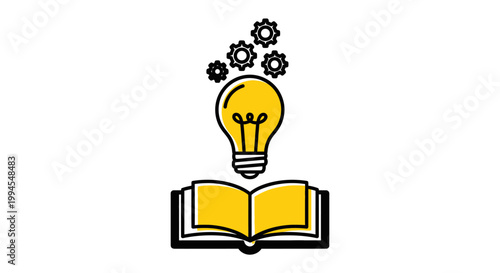 Illustration depicting the synergy of knowledge, creativity, and the process of innovation