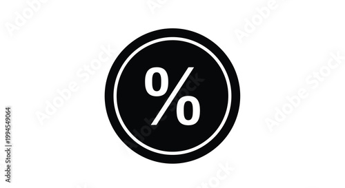 Black and white circular icon displaying a percentage symbol
