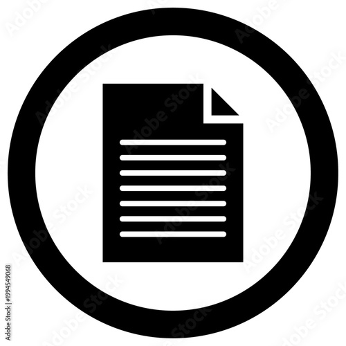 書類アイコン 丸型 モノクロ シンプル ベクター 透過 フリー素材