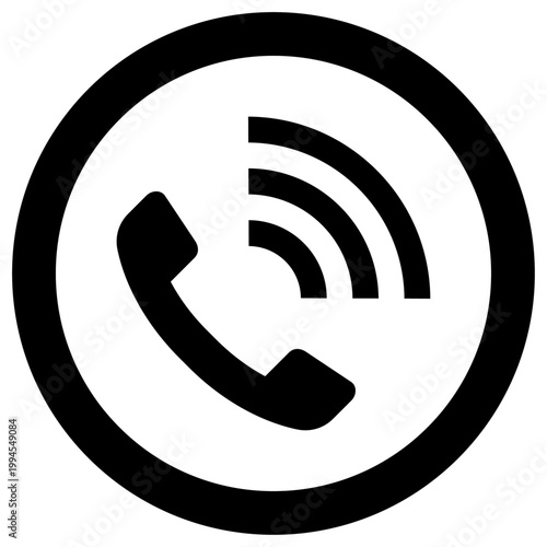 受話器アイコン 丸型 モノクロ シンプル ベクター 透過 フリー素材