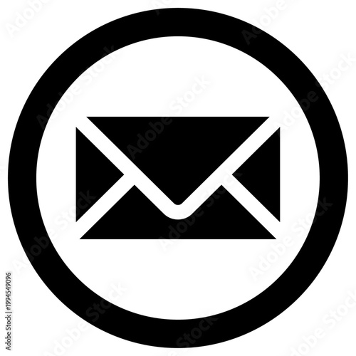 メールアイコン 丸型 モノクロ シンプル ベクター 透過 フリー素材