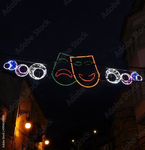 night lights of carnival in Galicia