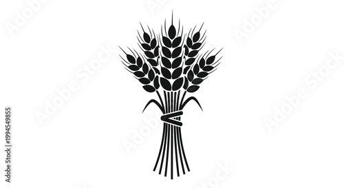 A black and white illustration of a bundled wheat stalk