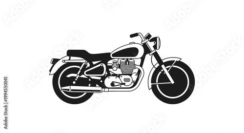 Classic Motorcycle Silhouette, Vintage Bike Icon, Retro Transport Vector Art