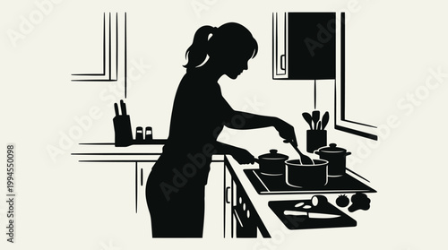 Woman cooking in the kitchen.