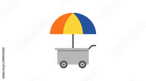 Colorful umbrella on a cart.