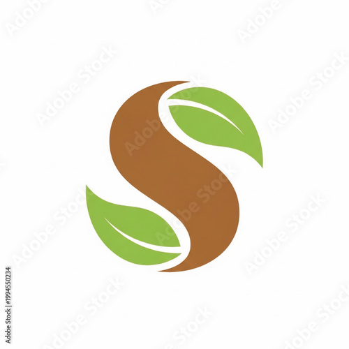 Leaf eco logo icon with brown and green curved shapes for sustainable branding and nature themed projects