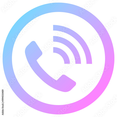 受話器アイコン 丸型 虹色 ネオン グラデーション 近未来 ベクター