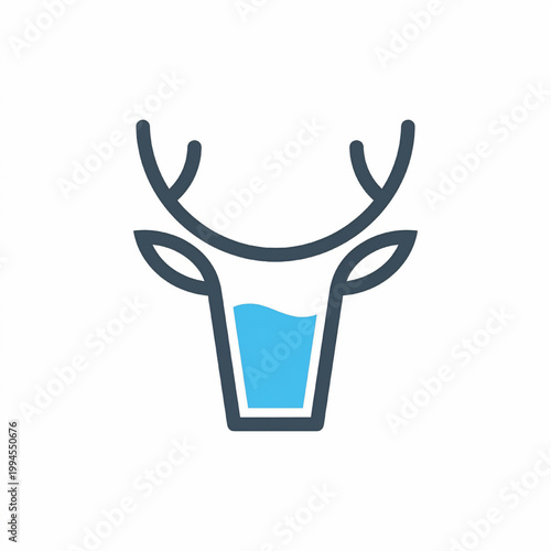 Antler icon with blue drink cup and hand-drawn outline for handmade project branding and logo design