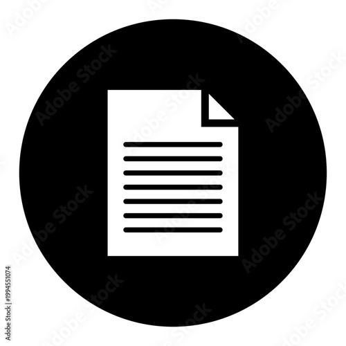 書類アイコン 丸型 モノクロ シンプル ベクター 透過 フリー素材