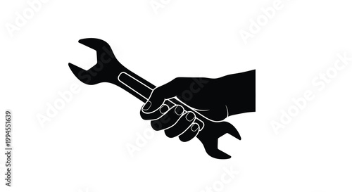 A hand firmly grasping a black wrench symbolizing repair and maintenance