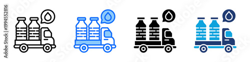 Water Delivery Icon Set Multi Style Vector Illustration