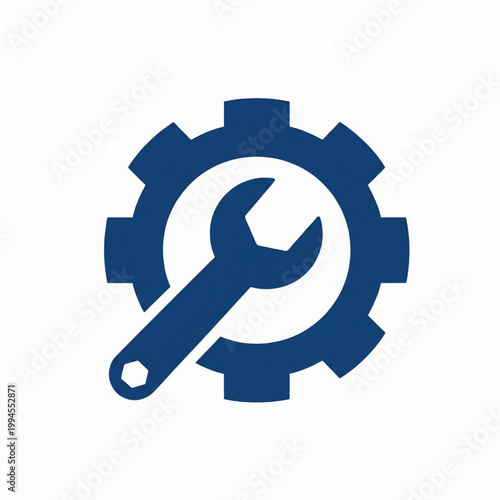 Gear icon with wrench and screwdriver symbol for tools, maintenance, and mechanical repair services software icon