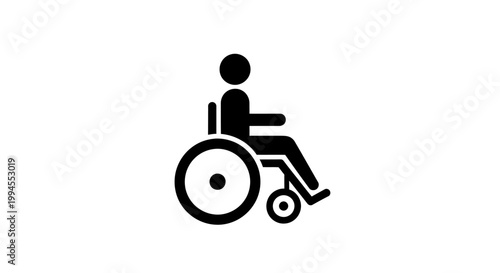 Iconic representation of a person using a wheelchair, symbolizing accessibility and mobility