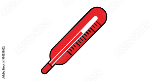 Illustration of a clinical thermometer indicating a rising temperature in red against a white