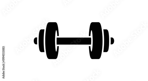Silhouette of a black dumbbell on a white background, perfect for fitness concepts