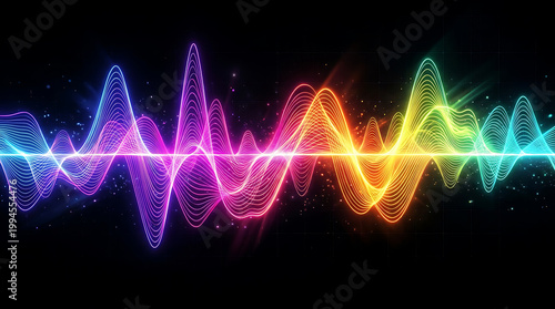 Vibrant Glowing Neon Sound Wave Spectrum Abstract Background