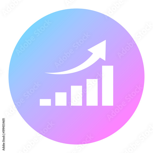 棒グラフアイコン 丸型 虹色 ネオン グラデーション 近未来 ベクター