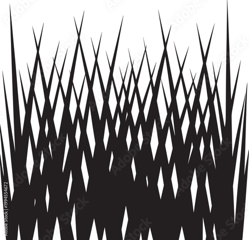 Dense grass silhouette natural field vegetation black shape illustration