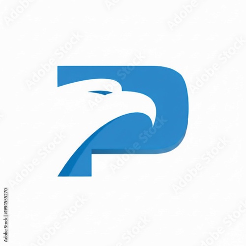 Letter P logo with blue gradient modern design, clean curves, and stylized white cutout shape featuring branding, monogram, alphabet icon with