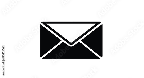 Simple black and white icon of a closed envelope representing mail