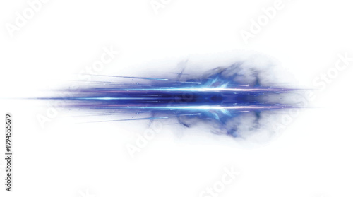 Abstract motion light with dynamic blue neon lines and speed wave trail. Transparent PNG glow background for technology, innovation, or futuristic energy design