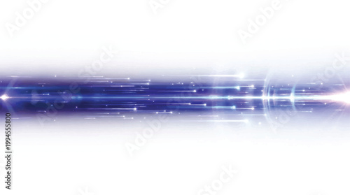 Abstract motion light with dynamic blue neon lines and speed wave trail. Transparent PNG glow background for technology, innovation, or futuristic energy design