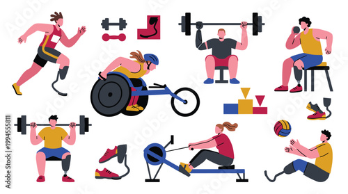 Diverse athletes with disabilities engage in adaptive sports training and competition, promoting inclusivity and strength