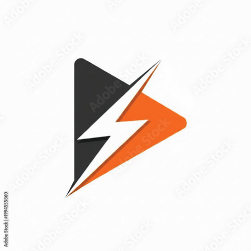 Lightning bolt logo with orange and black geometric shapes for energetic branding and fast electric theme