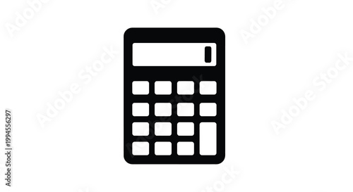 Simple black calculator icon on a white background representing calculation