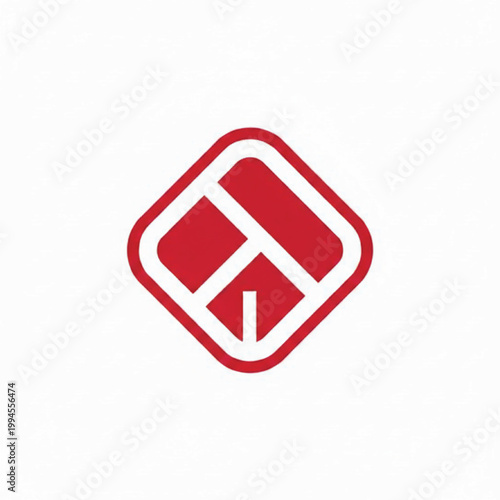 Diamond shaped exclamation warning icon with red blocks and white arrow symbol for safety signage design