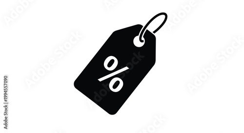 A black tag with a percent symbol representing a sale or discount