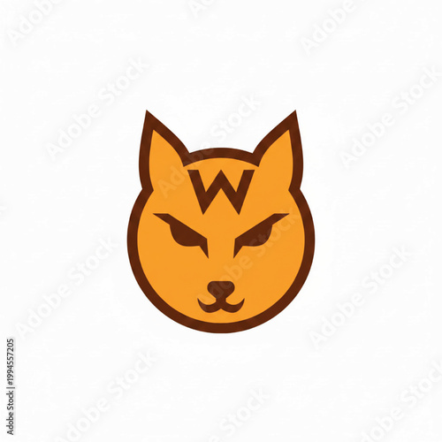 Wolf head logo icon with orange face and stylized claws, handmade project graphic for branding and mascots