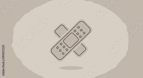 Medical illustration featuring crossed bandages over a textured neutral background for health use